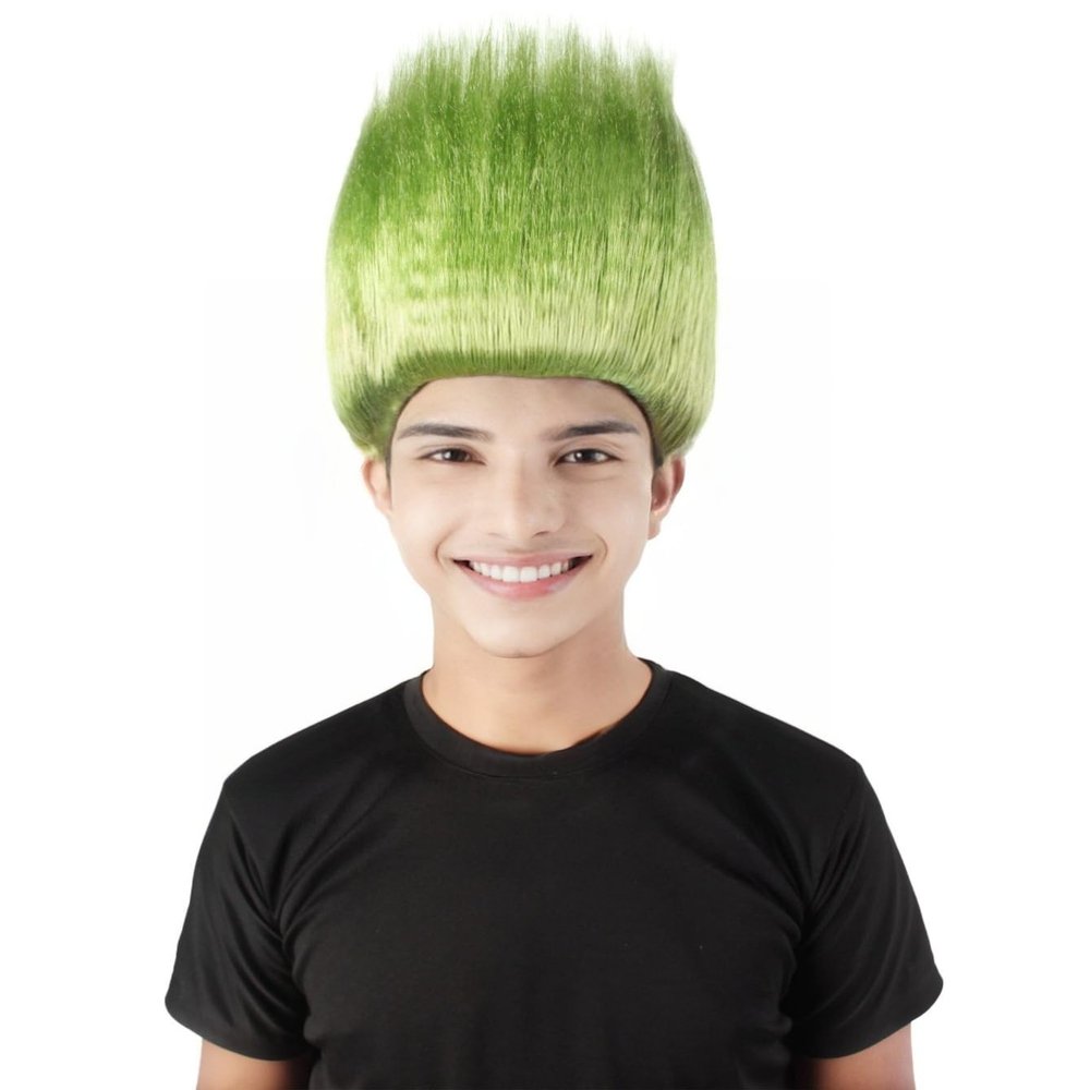 BC GOODS BY Unisex Adult Straight Troll Wigs Collections | Synthetic Costume Wig for Men and Women | Capless Cap Halloween Colorful 80s Wig | Trolls TV Movie Cosplay Costume Accessories - Lime Green