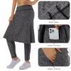 Women Fleece Skirts Zipper Leggings,Knee Length Skirts Leggings Thermal&Winter Skirted Capris Skorts Zipper Pockets(Grey Charcoal Full Length L) view 4