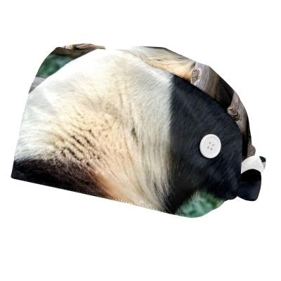 2 Pieces Scrub Caps Women Ponytail Scrub Cap Surgical Cap for Home Panda Mother Cub Multicoloured