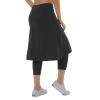 Xioker Women Fleece Skirts with 3/4 Leggings,Knee Length Skirts Leggings Thermal&Winter Skirted Capris Skorts with Pockets(Black Charcoal XL) view 4