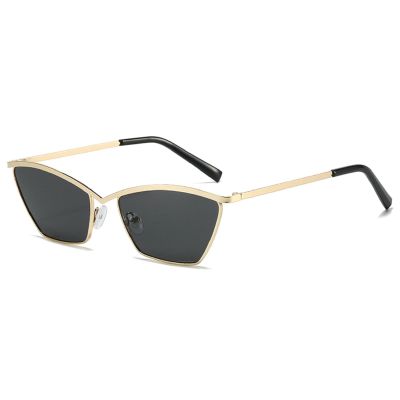 helena Small Cat Eye Sunglasses Fashion Narrow Metal Frame Rectangle Sun Glasses UV Protection S68 (C3)