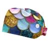 2 Pieces Scrub Caps Women Chef Cap Nurse Scrub Cap for The Surgeon Colorful Beauty Fish Scal
