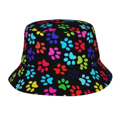 Cute Dog Paw Print Bucket Hat Beach Sun Hat for Women Men Summer Dog Paw Hats Sun Protection Fisherman Hat