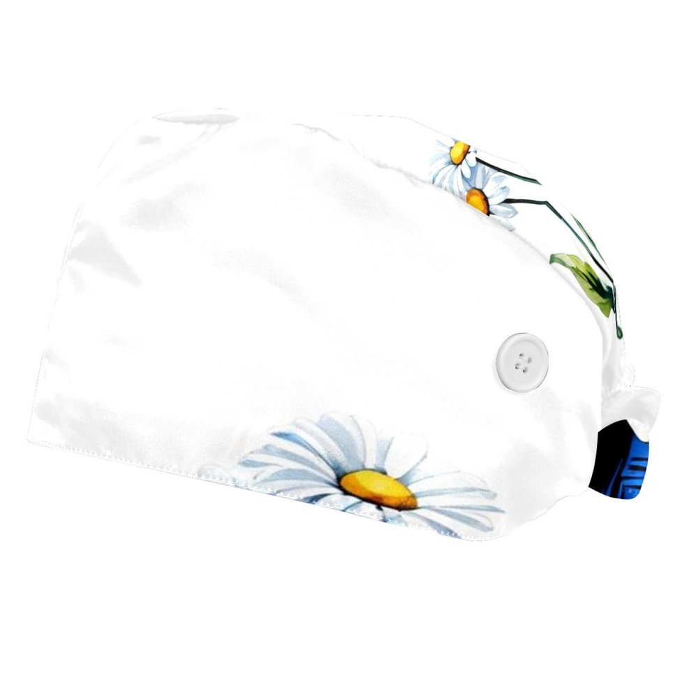 2 Pieces Scrub Caps Women Chef Hat Surgeon Caps for Home Flowers Colourful Elephant Multicoloured