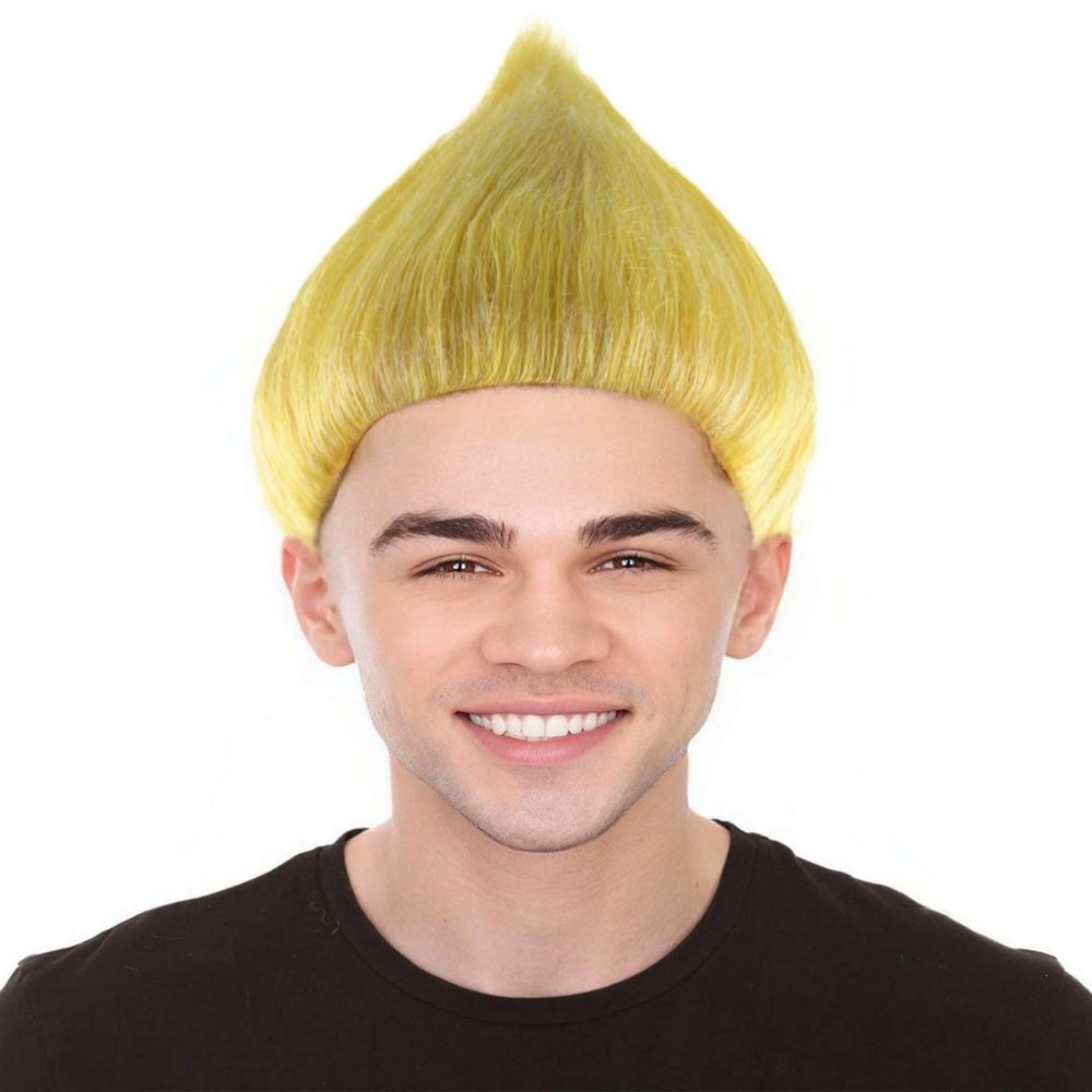 BC GOODS BY Unisex Adult Troll Wigs Collections | Synthetic Fiber Costume Wig for Men and Women | Capless Cap Halloween Colorful 80s Wigs | Trolls TV Movie Cosplay Costume Accessories - Gold