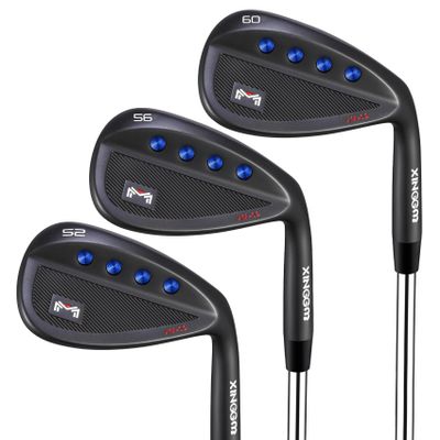 Forged Golf Wedge Set for Men or Individual 48/50/52/54/56/58/60 Degree Gap Wedge Sand Wedge for Men Right Hand,Milled Face for More Spin (Black, 52,56,60 Degrees Set)