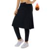 Women Fleece Skirts Zipper Leggings,Knee Length Skirts Leggings Thermal&Winter Skirted Capris Skorts Zipper Pockets(Black Full Length 4XL) view 1
