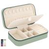 DesignSter Travel Jewelry Box, PU Leather Portable Jewelry Case, Small Jewelry Boxes for Gifts, Travel Jewelry Organizer for Women Rings Earrings Necklaces Bracelets (Avocado Green) view 1