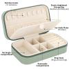 DesignSter Travel Jewelry Box, PU Leather Portable Jewelry Case, Small Jewelry Boxes for Gifts, Travel Jewelry Organizer for Women Rings Earrings Necklaces Bracelets (Avocado Green) view 2