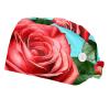 2 Pieces Scrub Caps Women Ponytail Scrub Cap Surgical Caps for Kitchen Red Roses Plant Leaves view 1