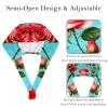 2 Pieces Scrub Caps Women Ponytail Scrub Cap Surgical Caps for Kitchen Red Roses Plant Leaves view 3