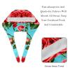2 Pieces Scrub Caps Women Ponytail Scrub Cap Surgical Caps for Kitchen Red Roses Plant Leaves view 4