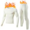 gagli Long Johns Thermal Underwear for Men Soft Fleece Lined Base Layer Set Top Bottom Pajama Set for Cold Weather Cream White view 1