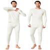 gagli Long Johns Thermal Underwear for Men Soft Fleece Lined Base Layer Set Top Bottom Pajama Set for Cold Weather Cream White view 4