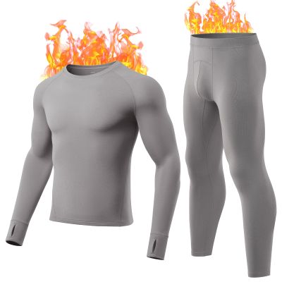 gagli Thermal Underwear Set for Men Long Johns with Fleece Lined Warm Base Layer Top Bottom Set for Cold Weather (Grey, XL)