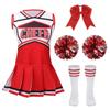yolsun Cheerleader Costume for Girls Cheerleading Kids Dress up Halloween Cute Uniform High School Cheer leader OutfitRed, 12-14 Years view 1