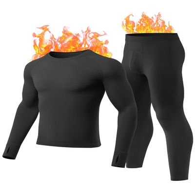 gagli Thermal Underwear Set for Men Long Johns with Fleece Lined Warm Base Layer Top Bottom Set for Cold Weather (Black, S)