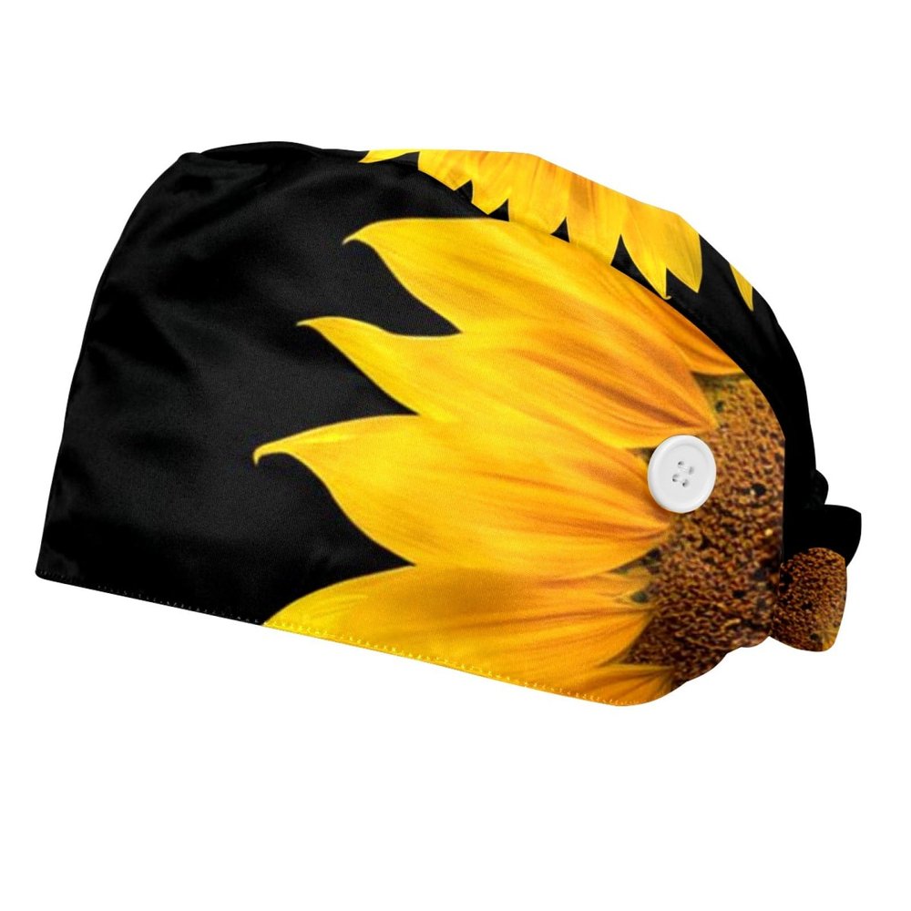 2 Pieces Scrub Caps Women Scrub Caps Women Ponytail Nurse Hat for The Surgeon Plant Sunflower Summer Multicoloured