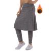 Women Fleece Skirts Zipper Leggings,Knee Length Skirts Leggings Thermal&Winter Skirted Capris Skorts Zipper Pockets(Khaki Full Length S) view 1