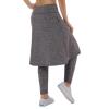 Women Fleece Skirts Zipper Leggings,Knee Length Skirts Leggings Thermal&Winter Skirted Capris Skorts Zipper Pockets(Khaki Full Length S) view 4