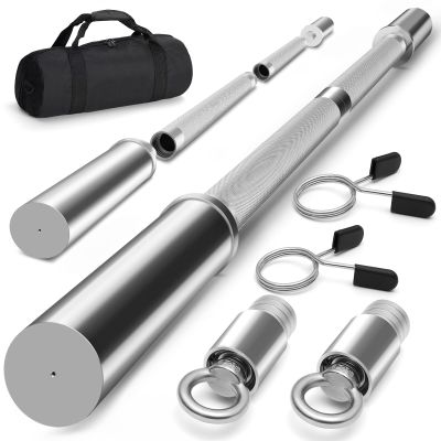DASKING 4ft/4.9ft Barbell, 2-Inch Standard Detachable Bar, Portable Strength Training Bar for Weightlifting, Squat, Bench Press, Home Gym, 450LBS, Includes Silent Collars