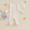 4t Bodysuit with Snap Newborn Infant Baby Boys Girls Footie Romper Solid Zipper Jumpsuit Baby Home (Beige, 3-6 Months) view 4