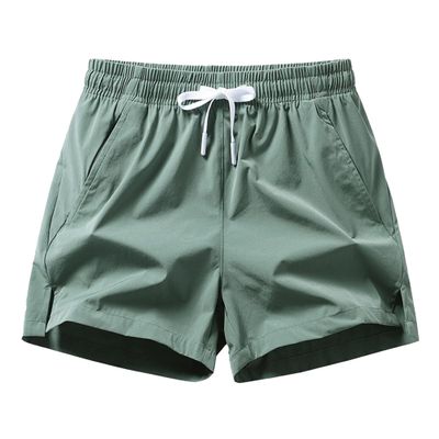 QOAAIE Men's Solid Color Athletic Running Shorts Elastic Waist Summer Beach Shorts Loose Fit Outdoor Sports Shorts (Green2,X-Large)