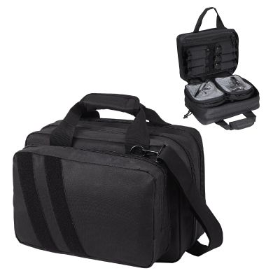 VEVOR Gun Bag with Detachable Baffles & 6 Magazines Shooting Handgun Bag for Outdoor Hunting Shooting Pistol Bag Case (2 Removable Pistol Bags, Black, 13 x 7.9 x 9.1 in)