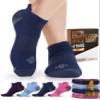 Doctor's Select Copper Compression Socks for Women and Men - 4 Pairs | Arch Support | Ankle Socks | Blue, Light Blue, Purple, Pink view 1