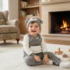 FOCUTEBB 12 18 Month Baby Boy Clothes Fall Winter Outfits Suspenders Pants Set Long Sleeve Cute Romper + Pocket Overalls + Hat With Dog Ears 3 Pcs Set Cute Cartoon Clothing Set Grey 12-18 Months view 2