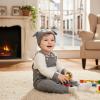 FOCUTEBB 12 18 Month Baby Boy Clothes Fall Winter Outfits Suspenders Pants Set Long Sleeve Cute Romper + Pocket Overalls + Hat With Dog Ears 3 Pcs Set Cute Cartoon Clothing Set Grey 12-18 Months view 3