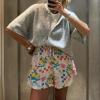 Women Knit Crop Cardigan Short Sleeve Button Down Sweater Open Front Pullover Top Fall Streetwear Blouse(Grey,XL) view 3