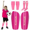 Soccer Shin Guards Toddler and Kids, Shin Pads Set with Shin Sleeves and Long Soccer Socks for Age 2-4 Boys and Girls, Lightweight Soccer Equipment (Rose Red, S) view 1