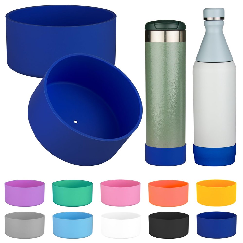 2PCS Silicone Water Bottle Boot for Stanley All Day Slim Bottle 20oz, Anti-Slip Protective Sleeve Bottom Bumper Protector for Stanley AeroLight Transit Bottle (Navy Blue)