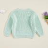 Pivanzore Baby Girl Boy Toddler Knit Sweater Cute Round Neck Long Sleeve Blouse Pullover Oversized Sweatshirt Warm Kids Tops Light Blue view 4