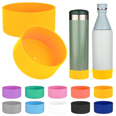 2PCS Silicone Water Bottle Boot for Stanley All Day Slim Bottle 20oz, Anti-Slip Protective Sleeve Bottom Bumper Protector for Stanley AeroLight Transit Bottle (Yellow)