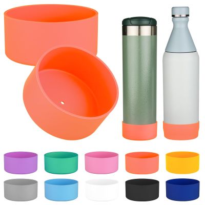 2PCS Silicone Water Boot for Stanley All Day Slim 20oz, Anti-Slip Protective Sleeve Bottom Bumper Protector for AeroLight Transit (Orange)
