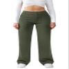 JEKAOYI Womens Casual High Waist Straight Leg Pants Stretchy Button Business Dress Work Pocket Trousers Olive-Green view 1