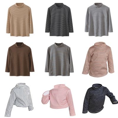 Betadog Toddler Boys Girls Thermal Tops Kids Winter Undershirt Stripe Turtleneck BaseLong Sleeve T (Coffee, 3-4 Years)