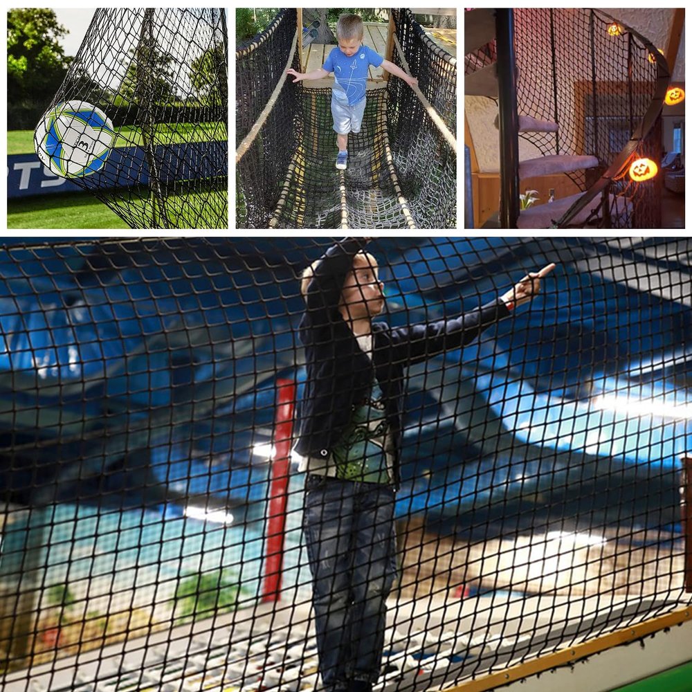 Bunifa Climbing Cargo Net for Kids Outdoor Balcony Safety Net Rope Netting Playground Climbing Net Stairway Railing Safety Net for Children Pets Toys Knotless Polyester Sports Netting