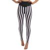 OBEEII Womens Black White Striped Legging Pants High Waist Vertical Striped Tights Halloween Fancy Dress Costume Black-Striped M view 1