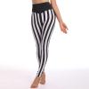OBEEII Womens Black White Striped Legging Pants High Waist Vertical Striped Tights Halloween Fancy Dress Costume Black-Striped M view 2
