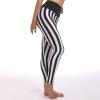 OBEEII Womens Black White Striped Legging Pants High Waist Vertical Striped Tights Halloween Fancy Dress Costume Black-Striped M view 3