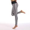 OBEEII Womens Black White Striped Legging Pants High Waist Vertical Striped Tights Halloween Fancy Dress Costume Black-Striped M view 4