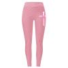 Breast Cancer Patterned Leggings for Women High Waisted Soft Yoga Pants Casual Stretch Non See Through Workout Tights view 3