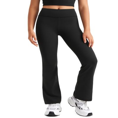 CRZ YOGA Girls Butterluxe High Waist Yoga Flare Leggings - Dance Casual Athletic Pants Bell Bottoms Bootcut Kids Teen Black XX-Large