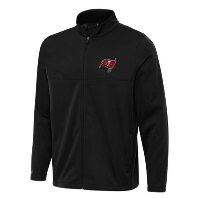 Antigua Men's Black Tampa Bay Buccaneers Links 2 Full-Zip Golf Jacket