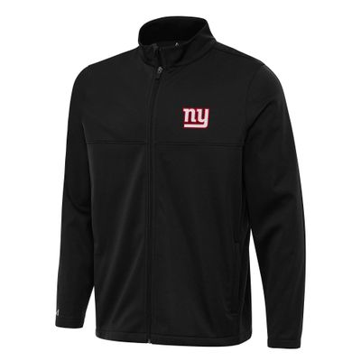 Antigua Men's Black New York Giants Links 2 Full-Zip Golf Jacket