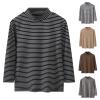 Betadog Boys Girls Thermal Tops Kids Winter Undershirt Stripe Turtleneck Baselayer Long Sleeve T (Blue, 7-8 Years) view 1