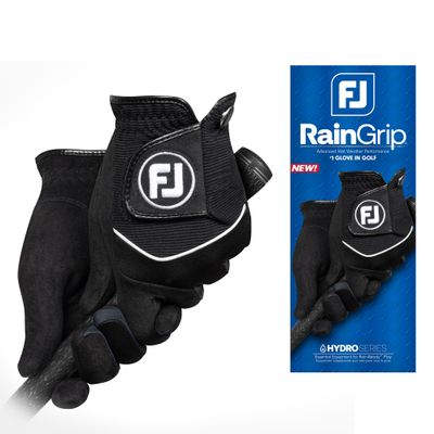 FootJoy Men's RainGrip Golf Glove, Black, XX-Large, Pair